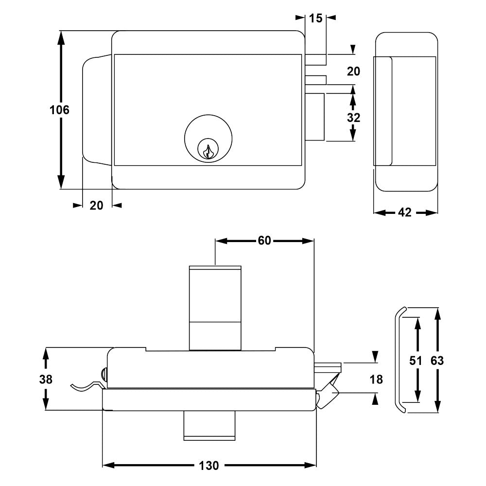 SERRATURA ELETTRICA DA APPLICARE PER CANCELLI ART. 680 Dx - E 60  - YALE
