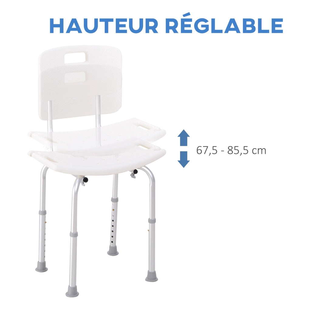 Sgabello da Doccia Ergonomico Regolabile ¨C zephmum ¨C Bianco Antiscivolo 136 kg