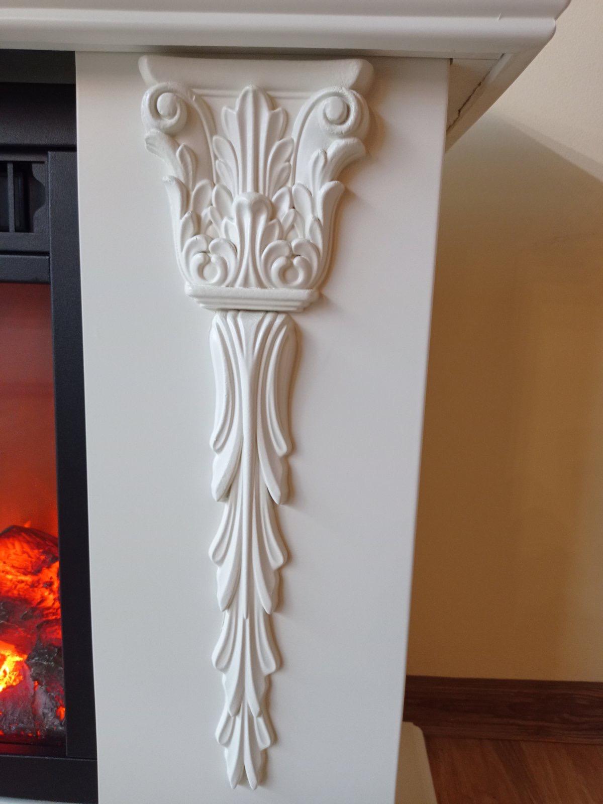 Camino Elettrico da Pavimento 60x170x27 cm Effetto Fiamma 1500W Pandora & Tanzania Panna