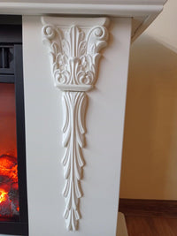 Camino Elettrico da Pavimento 60x170x27 cm Effetto Fiamma 1500W Pandora & Tanzania Panna