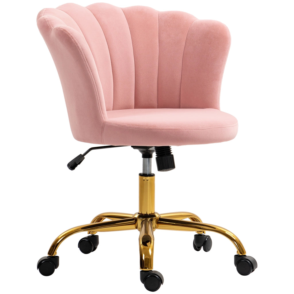 Sedia da ufficio in velluto con schienale a petalo, regolabile in altezza ¨C zephmum ¨C rosa, 69x64x80-90 cm