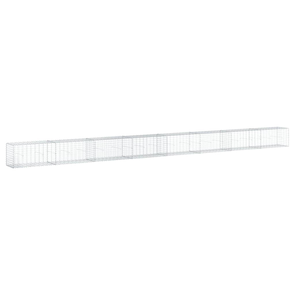 Gabbione recinto a gabbia muro di contenimento con coperchio 800 x 50 x 50 cm ferro zincato argento 02_0040206