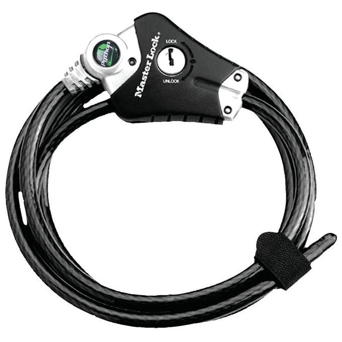 MASTER LOCK 8428EURDPRO Cavo di Sicurezza Python Regolabile 1,8 m x 10 mm Acciaio Rivestito in Vinile colore Nero