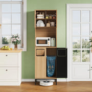 Colonna da cucina con vani aperti e ripiani regolabili per microonde in MDF effetto rovere e nero 53 × 35 × 181 cm