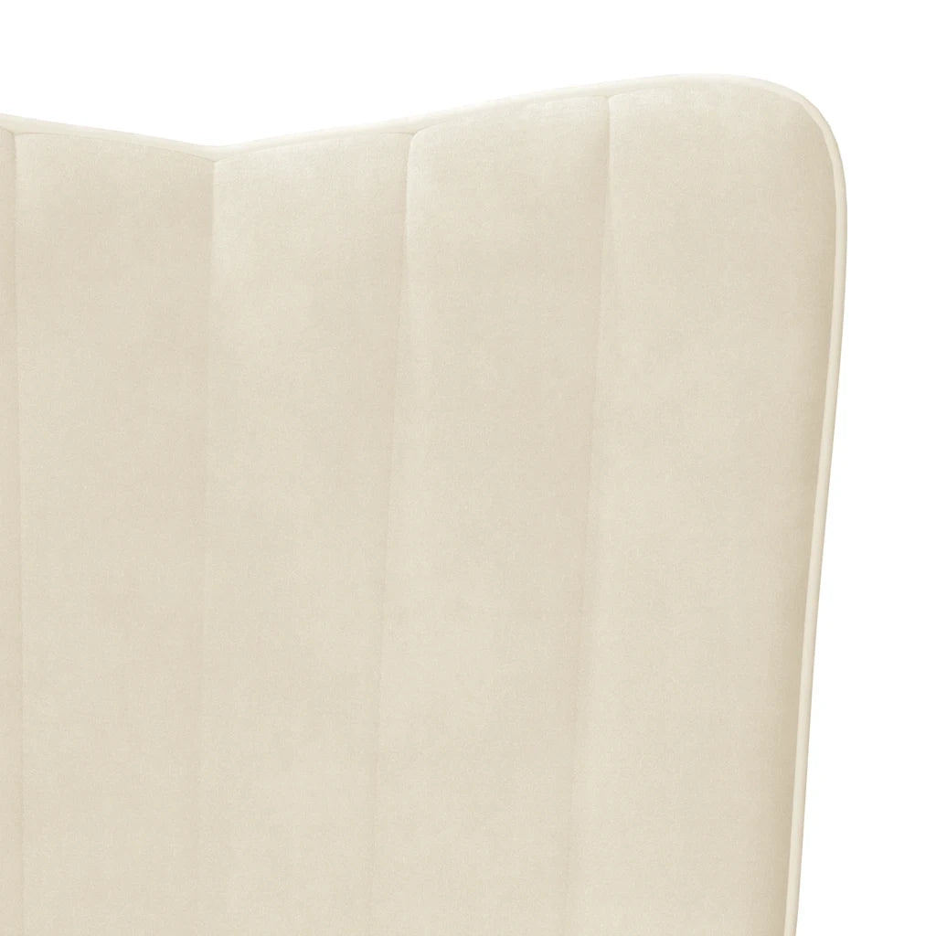 Poltrona Relax | Sedia Relax con Sgabello Bianco Crema in Velluto
