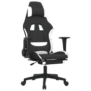 Sedia da Gaming | Sedia da e-sports con Poggiapiedi Nero e Bianco in Tessuto