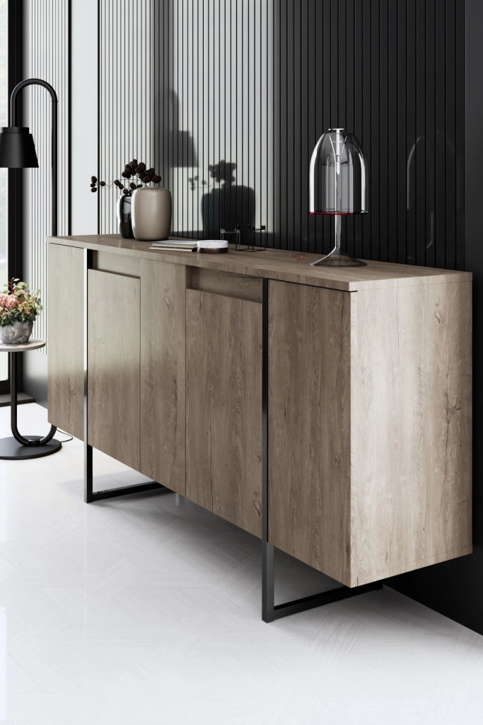 Credenza di lusso in legno - 160 x 35 x 80 cm - Noce nero