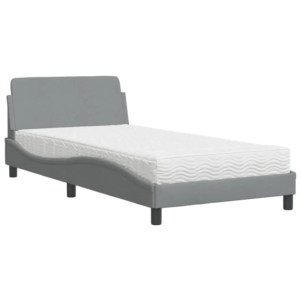 Letto con Materasso Dover Grigio Chiaro 100x200 cm in Tessuto 3208344