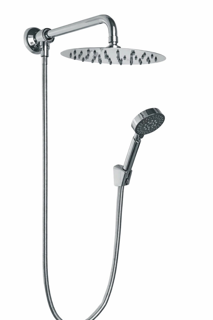 Kit set doccia deviatore con doccetta e soffione e braccio 40 cm