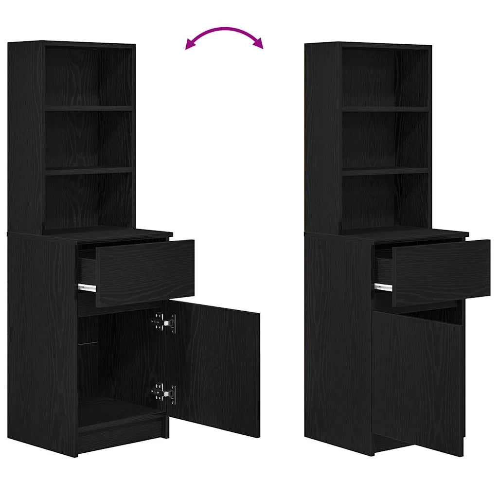 Comodino Nero 39x35x125 cm in Legno Multistrato 861311