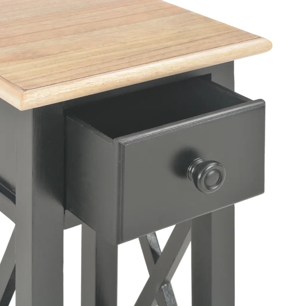 Tavolino Laterale Nero 27x27x65,5 cm in Legno 280059