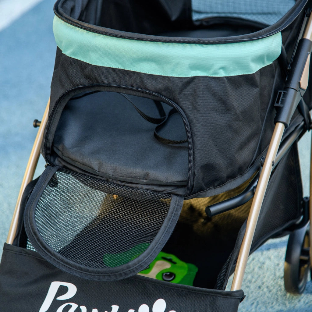 Passeggino per Cani Piccoli Pieghevole con Guinzaglio Integrato Verde
