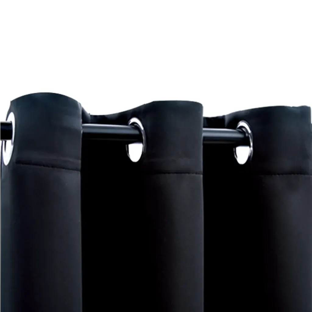 Tende oscuranti con anelli 2 pz Nero 97x213 cm Tessuto 134835
