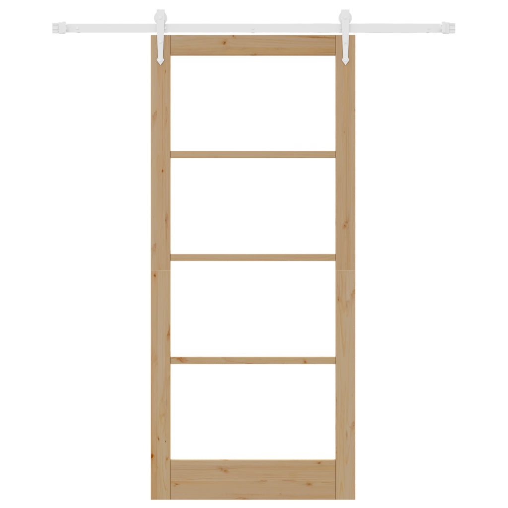 Set Porta Scorrevole  con kit di accessori 93x211 cm Legno Massello di Pino