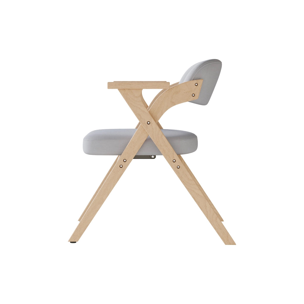 Sedia da Pranzo Set da 2 Pieghevole con Braccioli Design Ergonomico in Legno Massello Grigio