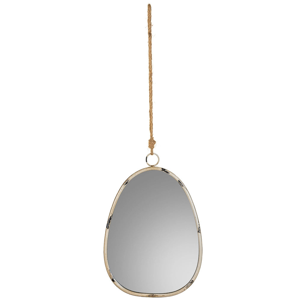 Specchio da parete in metallo oro e corda 25x2,5x36h