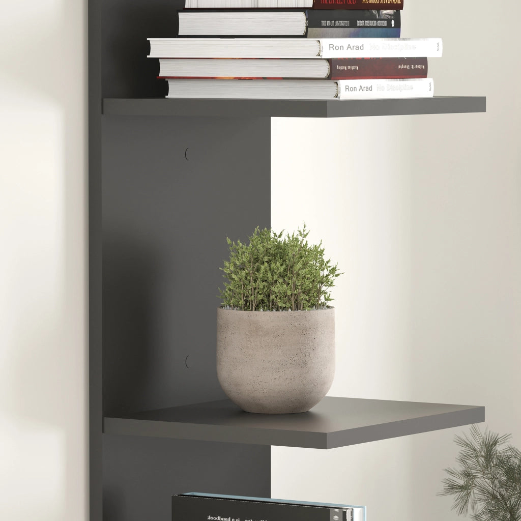 Mensola da Parete Surahammar Libreria Scaffale a Muro con 6 Ripiani - Nero [en.casa]