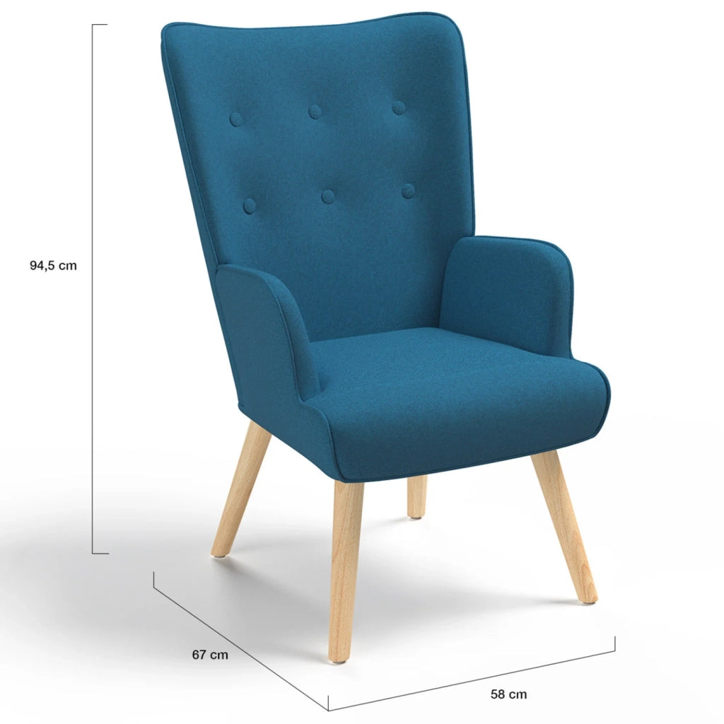 IDMarket - Poltrona scandinava IVAR in tessuto blu anatra