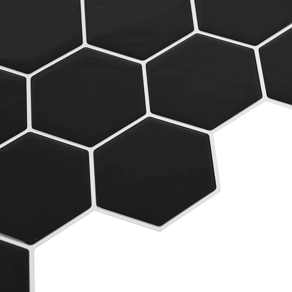 Piastrella Esagonale 50 pcs Nero 30 x 30 cm Poliuretano e PET 42046233