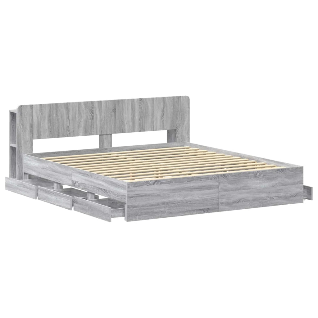 Struttura del letto con stoccaggio e testata Sonoma grigio 3433981