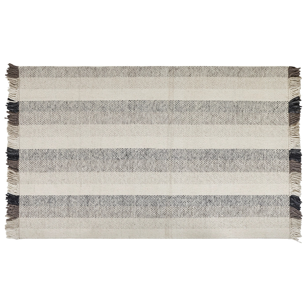 Tappeto in lana bianco sporco nero marrone 140 x 200 cm nappe fatte a mano moderno