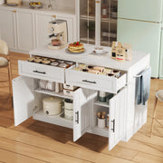 Isola cucina con piano bar 120 x 60 x 91 cm; bianco in MDF con prese e USB