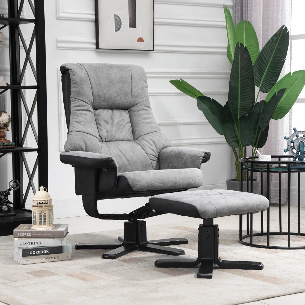 Poltrona relax reclinabile girevole 360¡ã con poggiapiedi ¨C zephmum ¨C tessuto microfibra grigio