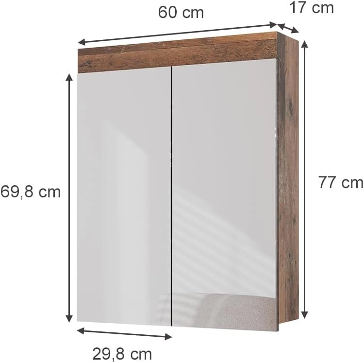 Specchio contenitore bagno Luna, Oldstyle, 60 x 77 cm
