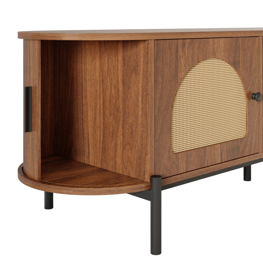 Mobile TV 200x40x49.5 cm con gestione dei cavi in MDF noce
