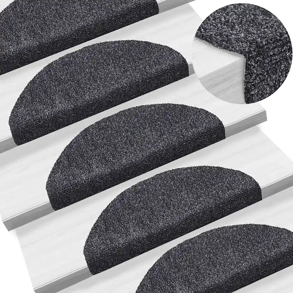 vidaXL Tappetini per scale autoadesivi 20 pz 65x21x4 cm Grigio scuro Semicircolari Grandi