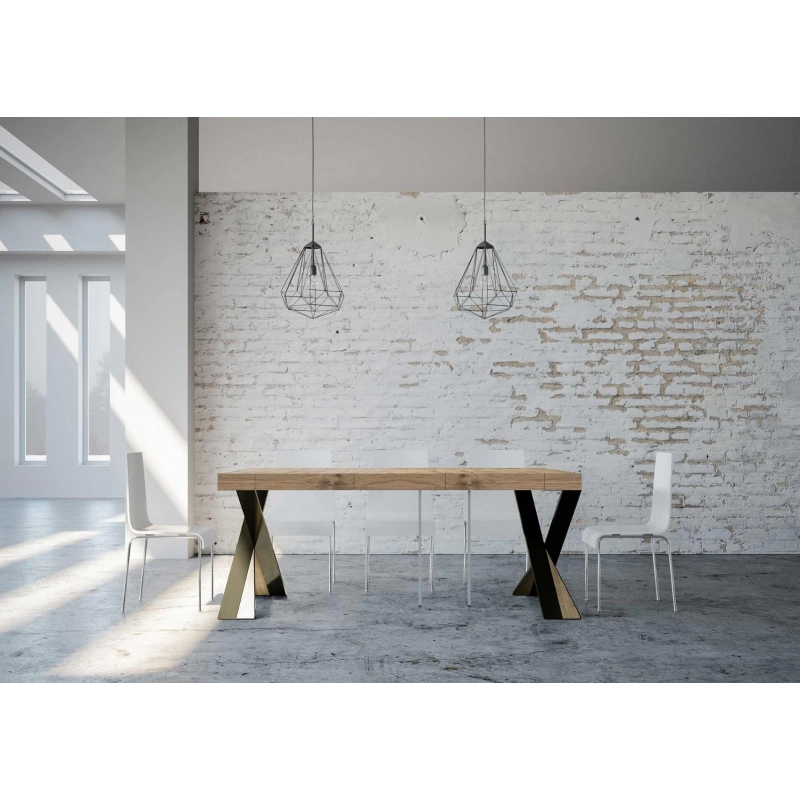 Consolle allungabile 90x40/300 cm Diago Premium telaio Antracite - Quercia Natura