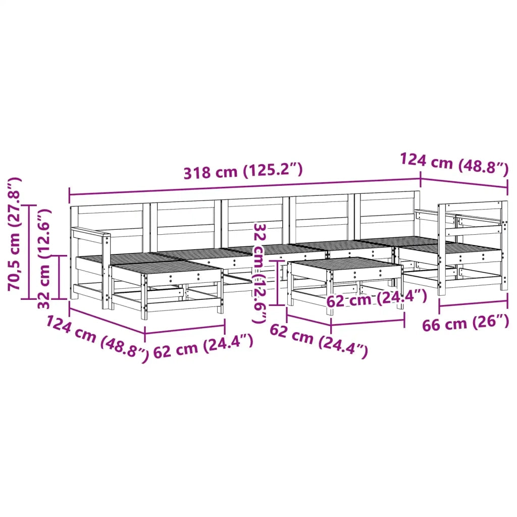 Set Lounge da Giardino 8 pcs Marrone Cera