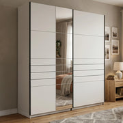 Armadio Camera da Letto Siri, Guardaroba Grande Appendiabiti, 195x217.5h cm Bianco Opaco