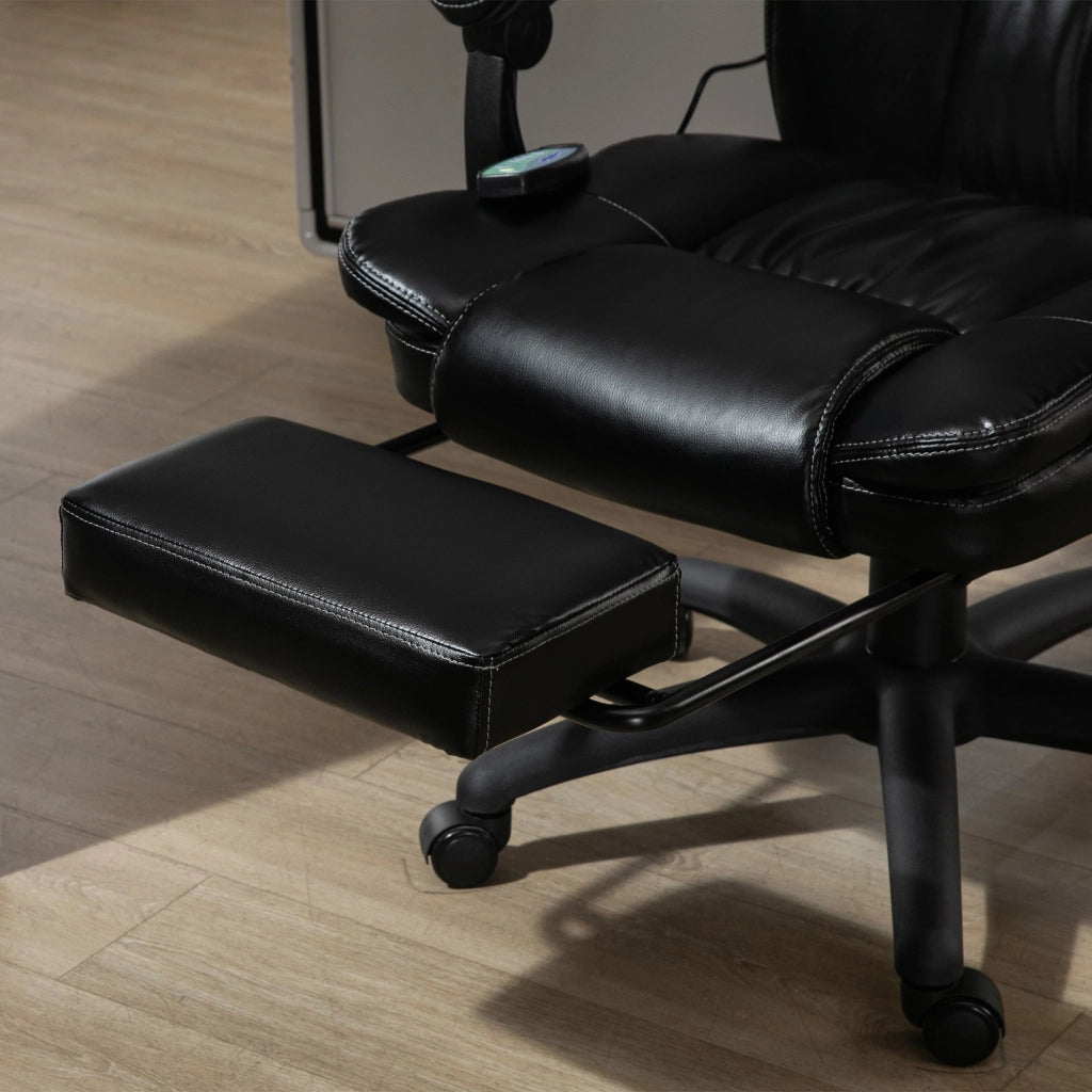 Sedia da Ufficio ad Altezza Regolabile con 6 Punti Massaggianti 68,5x68,5x113-121 cm in Finta Pelle Nera