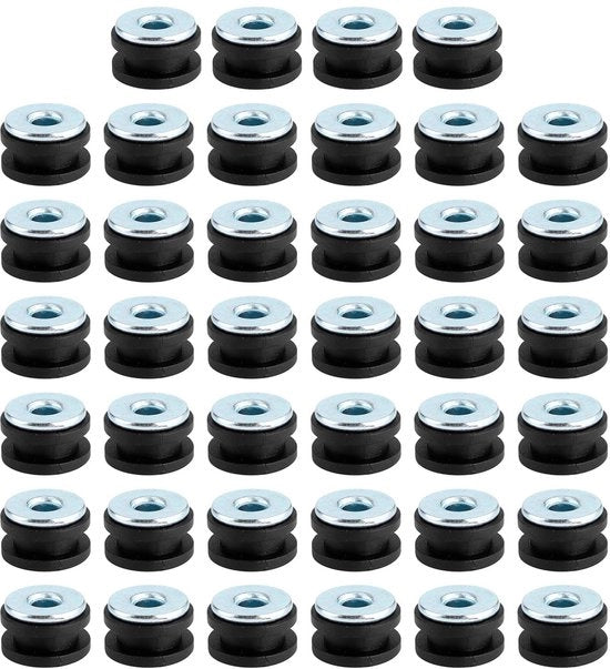 Kit di protezione occhi motociclisti in gomma - 40 pezzi - Nero/Argento - Dimensioni 10,7 mm - Diametro foro 6 mm - Materiale Gomma/Acciaio - Occhiali protettivi