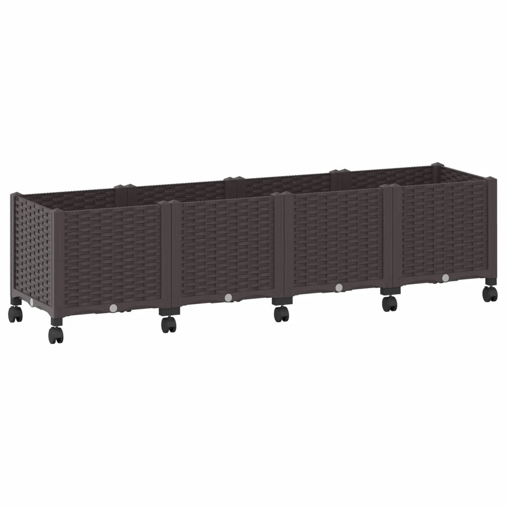 Vaso da Giardino con Ruote Marrone 160 x 40 x 44 cm PP 3423133