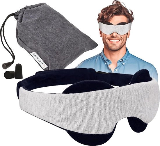 Slaapmasker di alta qualità con blocco totale della luce - Orecchini per occhi adattabili per il sonno profondo - Cintura di cotone confortevole