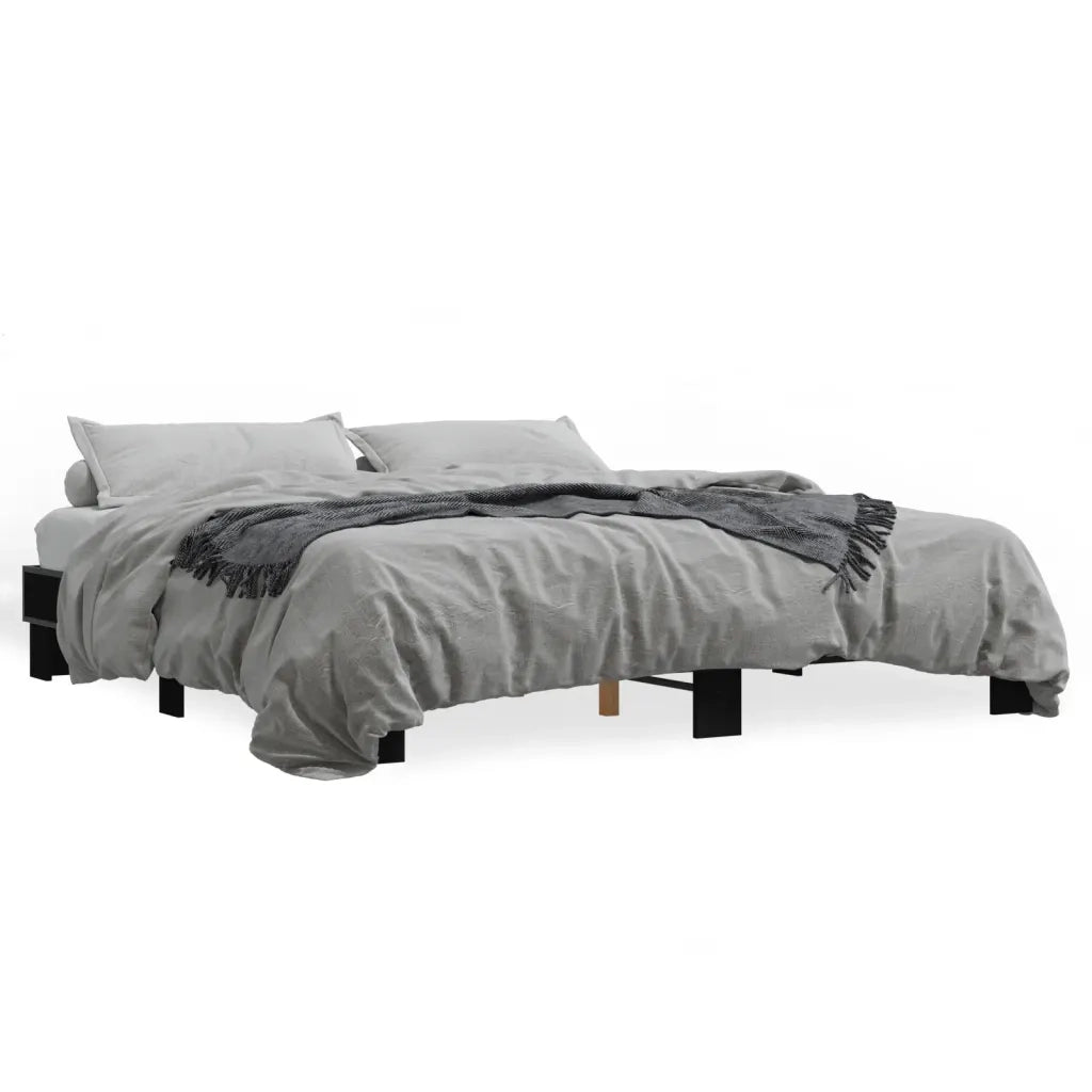 Giroletto Nero 200x200 cm in Legno Multistrato e Metallo 3280217