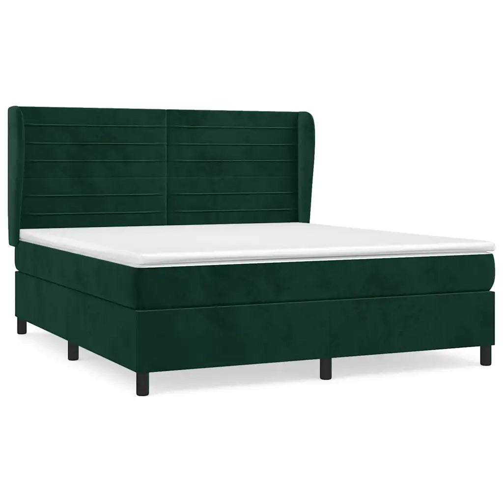 Giroletto a Molle con Materasso Verde Scuro 160x200 cm Vellutocod mxl 122221