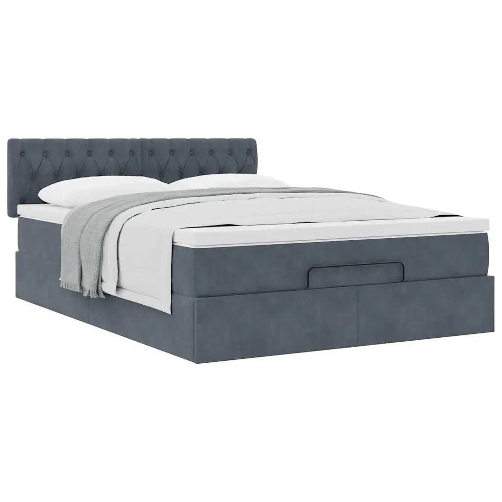Struttura Letto Pouf con Materasso 140x200 cm in Velluto