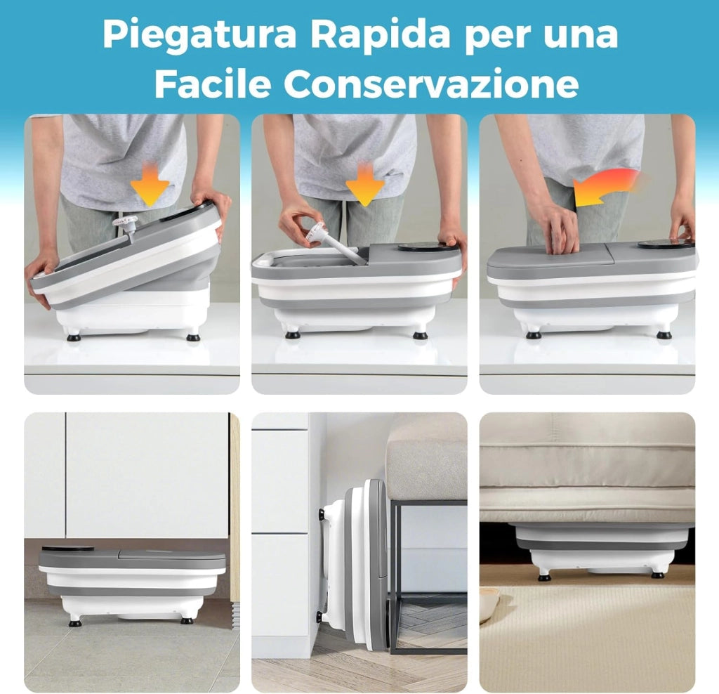Massaggiatore Pieghevole per Pediluvio, Idromassaggiatore Plantare con Calore Doccia e Timer, Massaggianti Shiatsu Motorizzate, 35-48 ℃