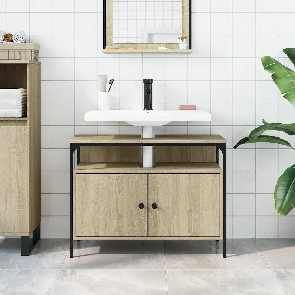 Mobile Lavabo Bagno Rovere Sonoma 80x30x60 cm Legno Multistrato 842442