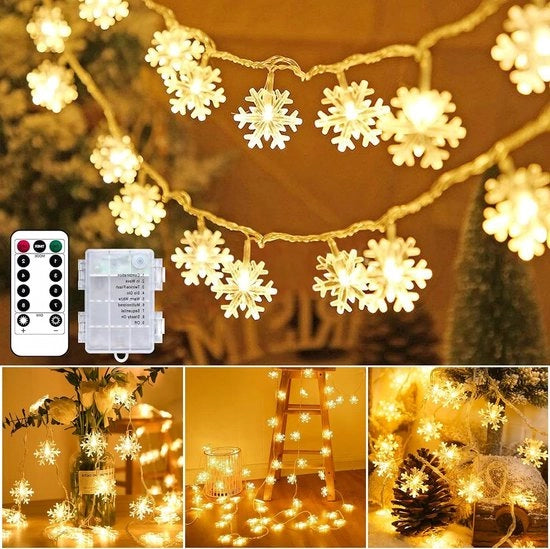 Illuminazione di Natale Cavo di illuminazione 6 m 40 led fiocco di neve batterie USB impermeabile Decorazione di Natale per interni - camera da letto matrimoniale festa di nozze
