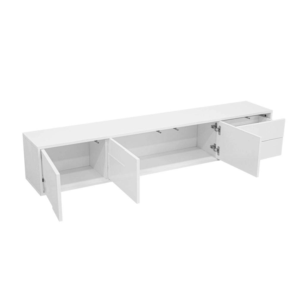 OKWISH Mobile TV con 3 Ante e 2 Cassetti, Montaggio a Parete o a Terra, Frontali senza Maniglie, Soggiorno, MDF, 170 x 30 x 30.5 cm