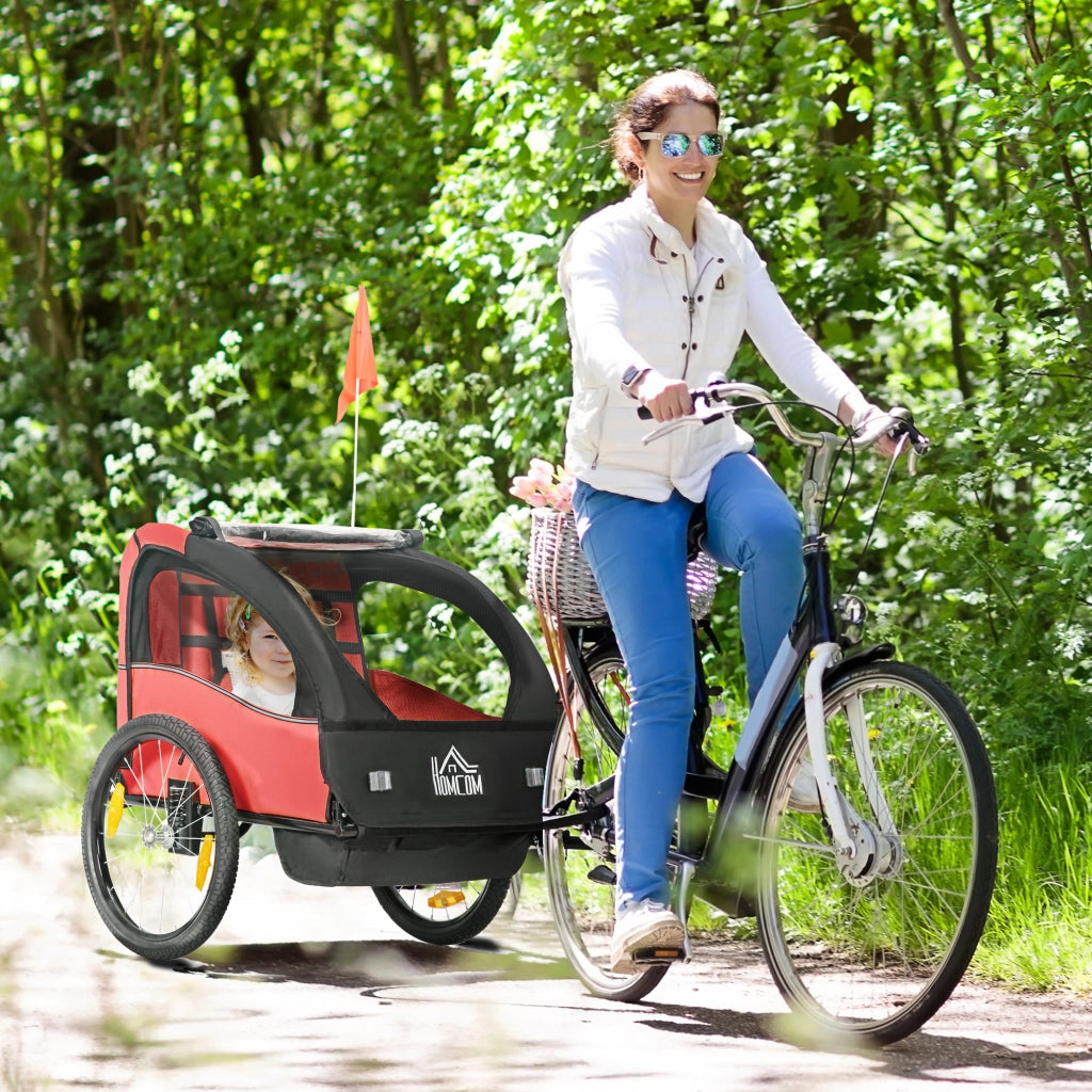 Carrello per Biciclette Bambini con Sicurezza ¨C zephmum ¨C Rosso 140x88x90 cm
