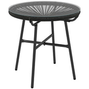 Tavolino da giardino ¨C zephmum ¨C 50x50x50 cm, nero, polyrattan, vetro