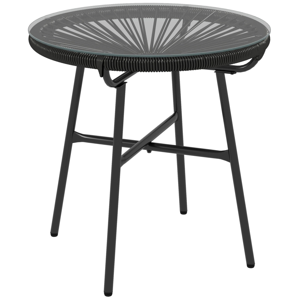 Tavolino da giardino ¨C zephmum ¨C 50x50x50 cm, nero, polyrattan, vetro