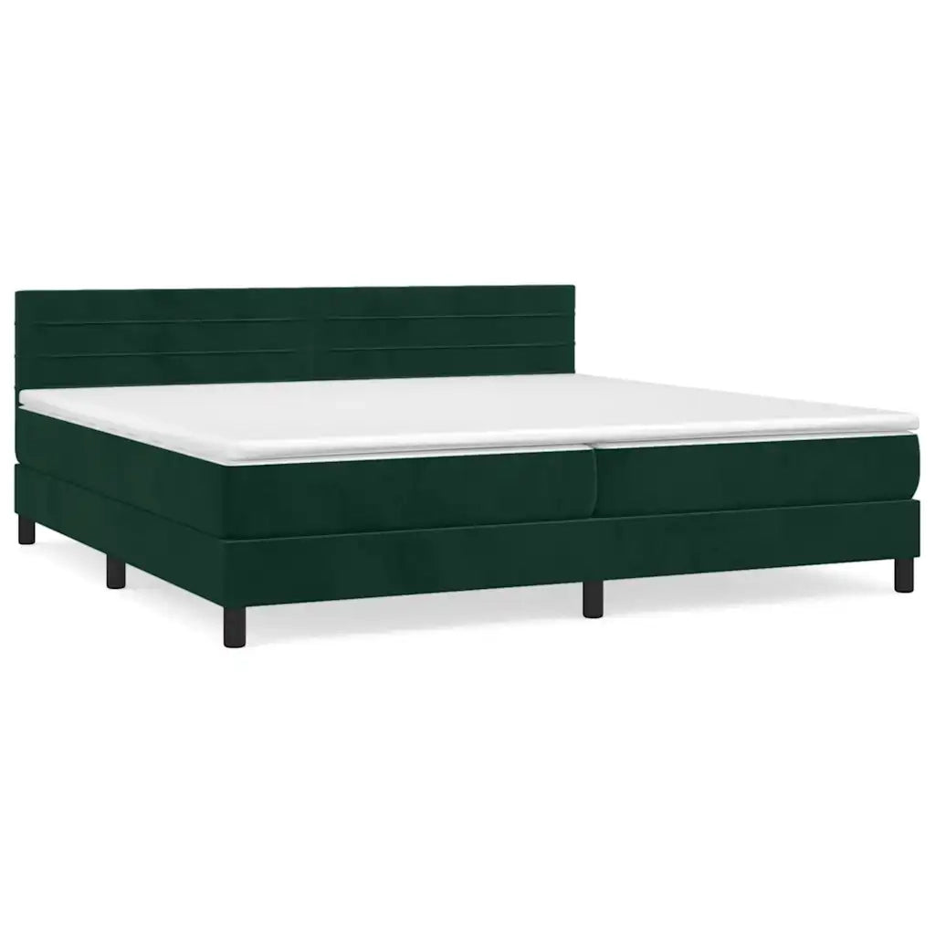 Giroletto a Molle con Materasso Verde Scuro 200x200 cm Velluto 3141386