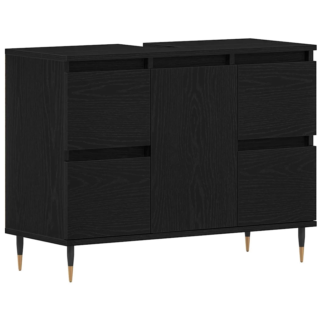 Armadio per Lavabo da Bagno Rovere Nero 80 x 33 x 60 cm 862893