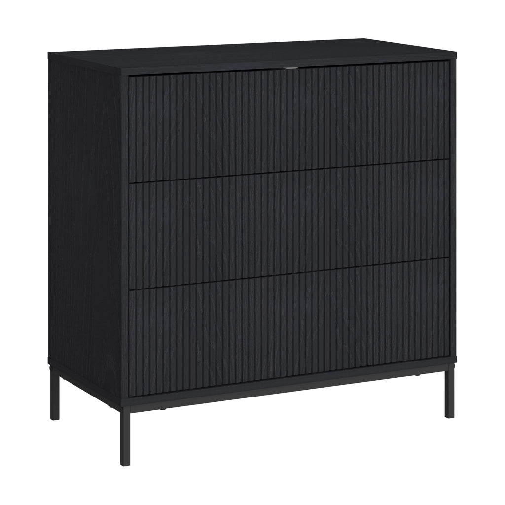 Cassettiera Nykapin Comò a 3 Cassetti 80 x 80 x 40 cm - Nero [en.casa]